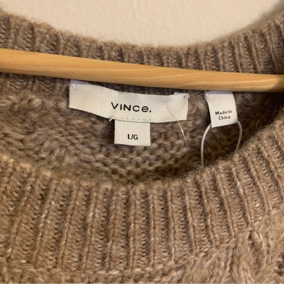 NWT Vince Cable Knit Crewneck Merino Wool Cashmere Blend Sweater, Size L - Picture 3 of 11